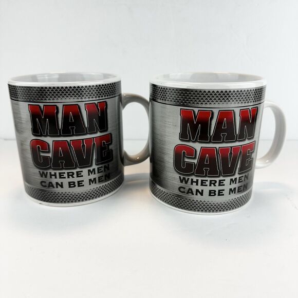 SET OF 2 BAY ISLAND MAN CAVE WHERE MEN CAN BE MEN 2015 LARGE 20 OZ COFFEE MUG - Picture 1 of 13